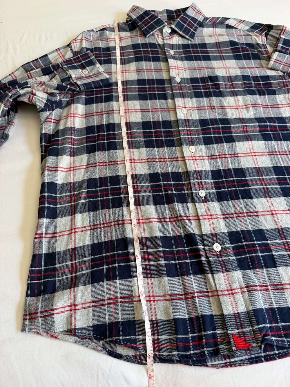UNTUCKit "Campeneta" 100% Cotton Blue Red Gray Plaid Long Sleeve Flannel Shirt - Picture 14 of 15